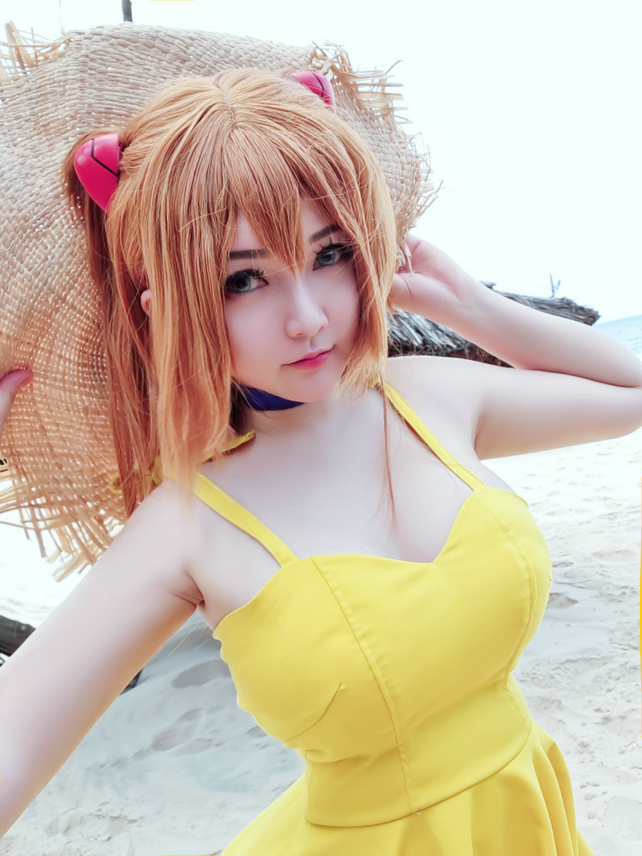 Coser小姐姐Potato Godzilla - Asuka Yellow Dress / 27P-369MB / cos萌妹-艺库