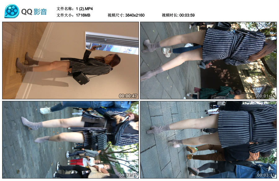 精选街拍视频 No.3244 非常有气质的街拍美腿条纹裙美女姐姐 / 1.71GB / 街拍视频-艺库